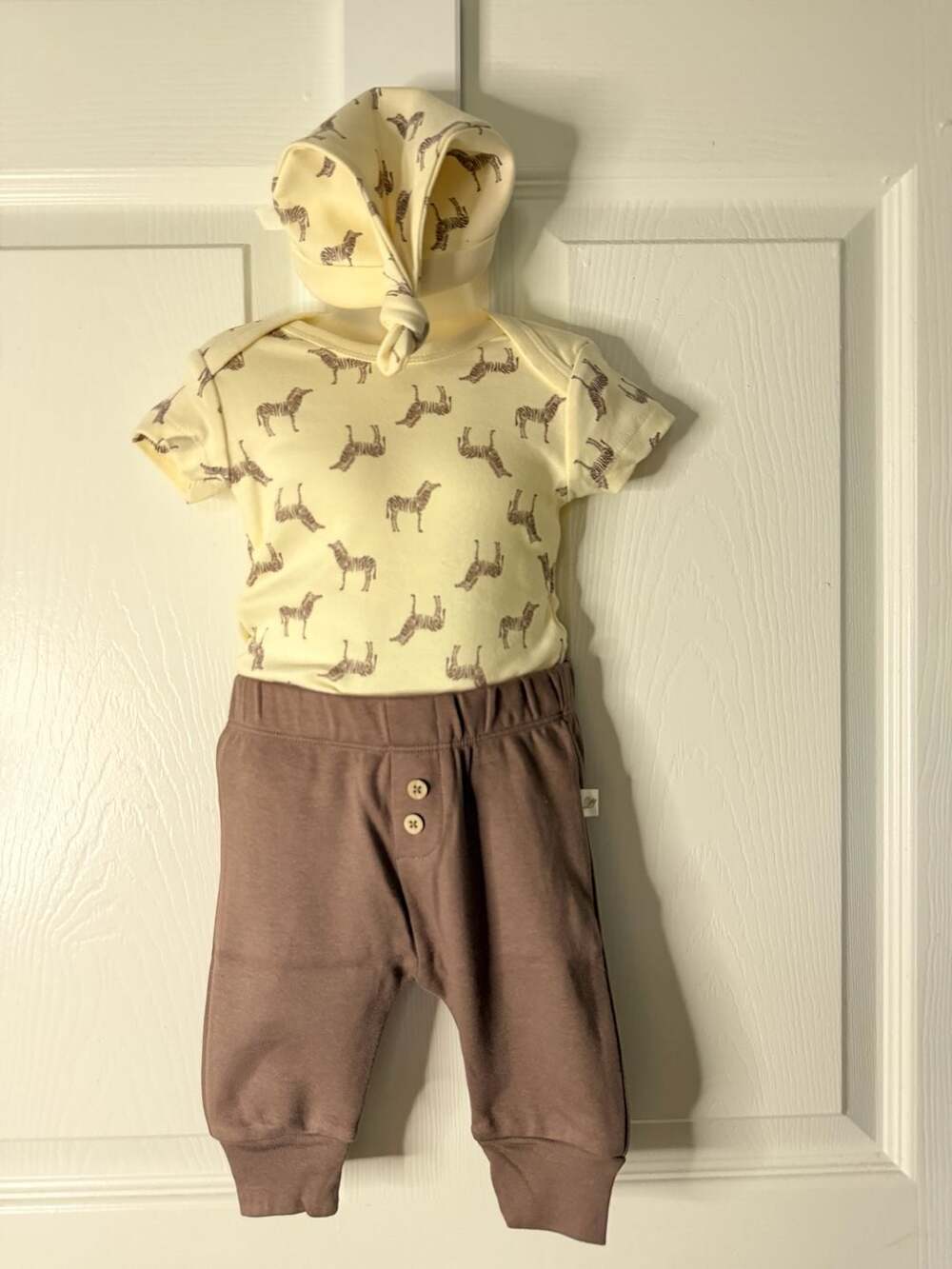 Tiny Kind Zebra Print Bodysuit Hat and Pants Set 0-3 Months